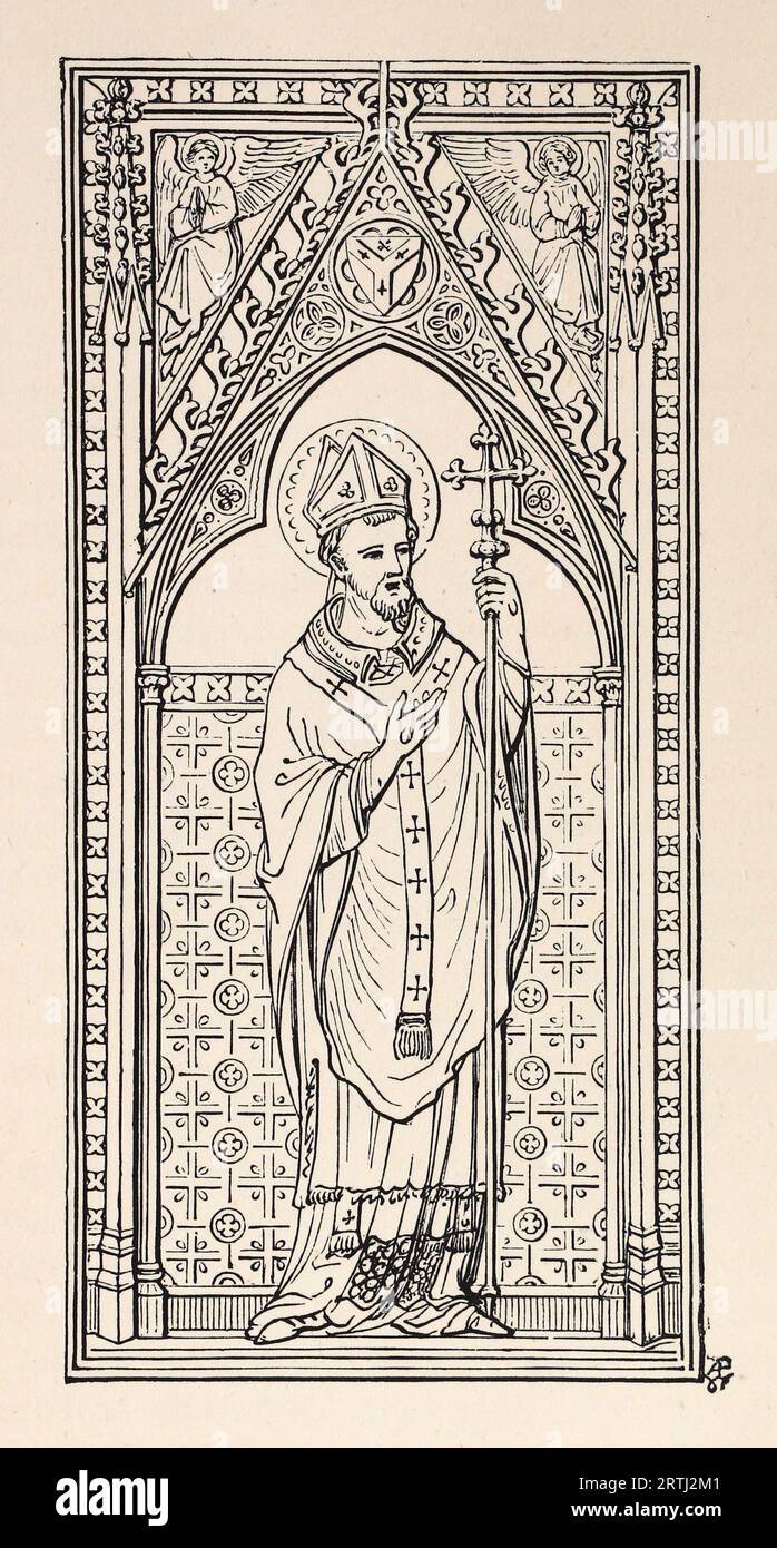 Saint Augustin, archevêque de Canterbury. D'après un dessin d'Augustus Welby Northmore Pugin. Gravure de vies des Saints (mai) de Sabin Baring-Gould, 1897. Banque D'Images