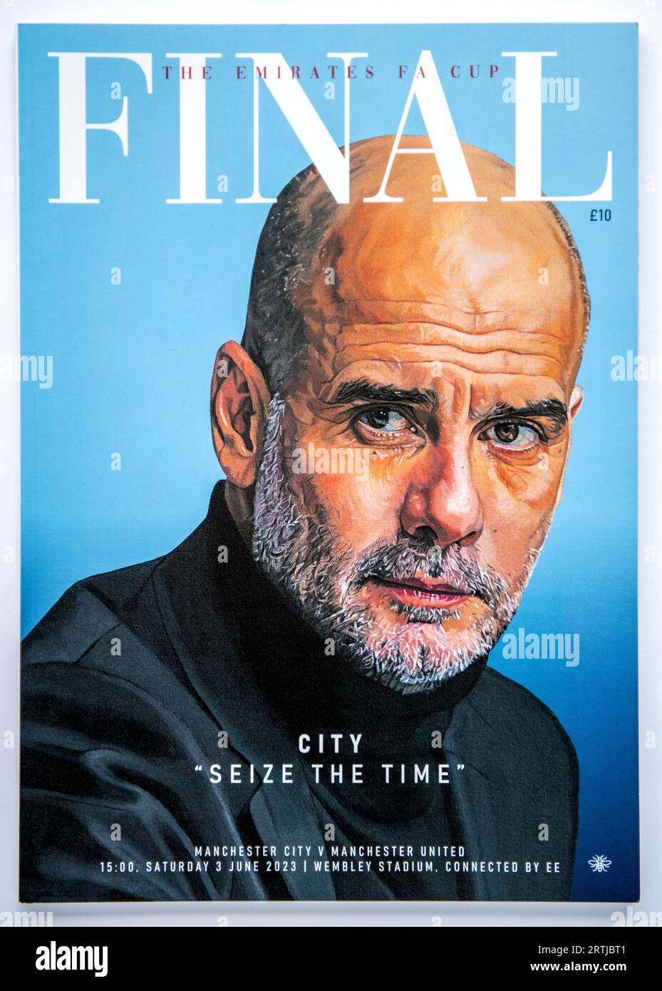 Programme de match pour la toute première finale de la All Manchester FA Cup entre Manchester City et Manchester United au stade de Wembley en juin 2023 Banque D'Images