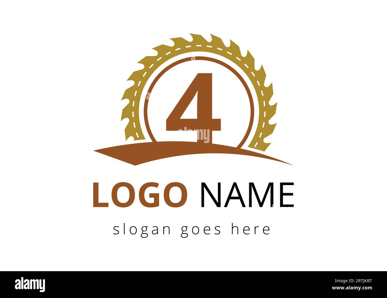 Lettre 4 modèle de vecteur de conception de logo de charpentier. logo de boiseries. Emblème de police Illustration de Vecteur