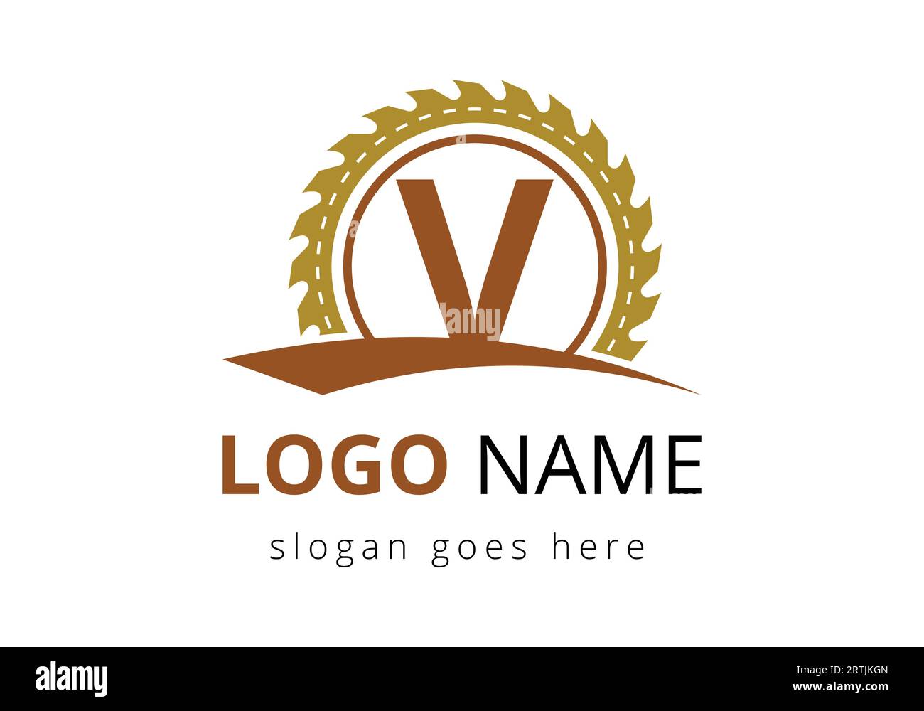 Modèle de vecteur de conception de logo de Carpenter de lettre V. logo de boiseries. Emblème de police Illustration de Vecteur