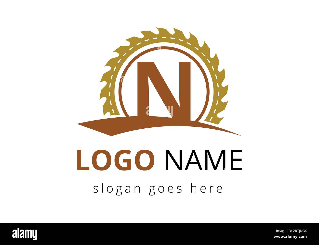 Modèle de vecteur de conception de logo de lettre N Carpenter. logo de boiseries. Emblème de police Illustration de Vecteur