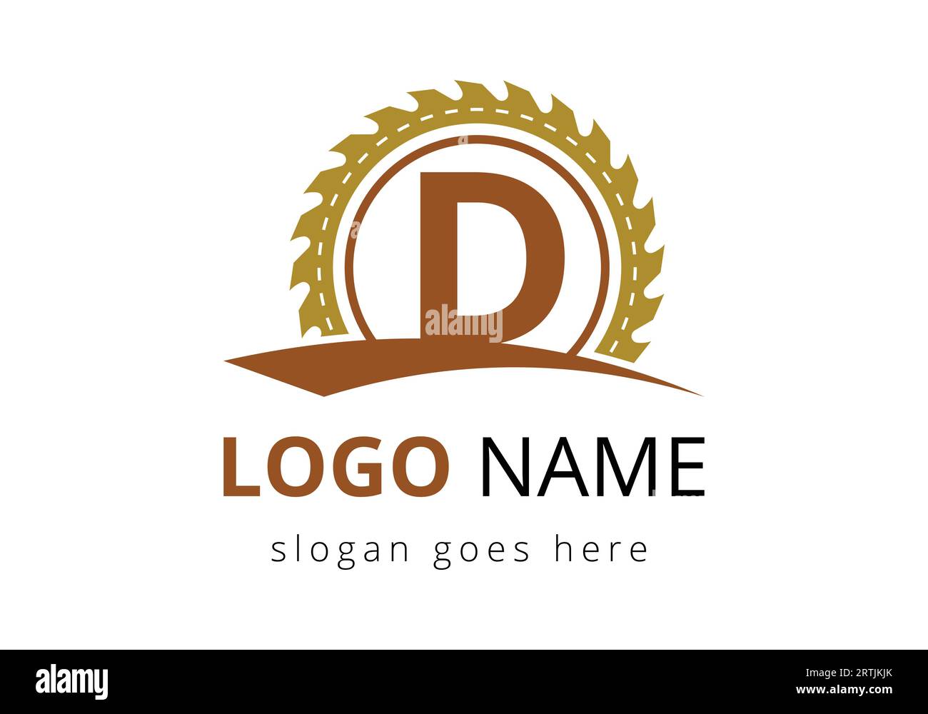 Modèle de vecteur de conception de logo de Carpenter de lettre D. logo de boiseries. Emblème de police Illustration de Vecteur