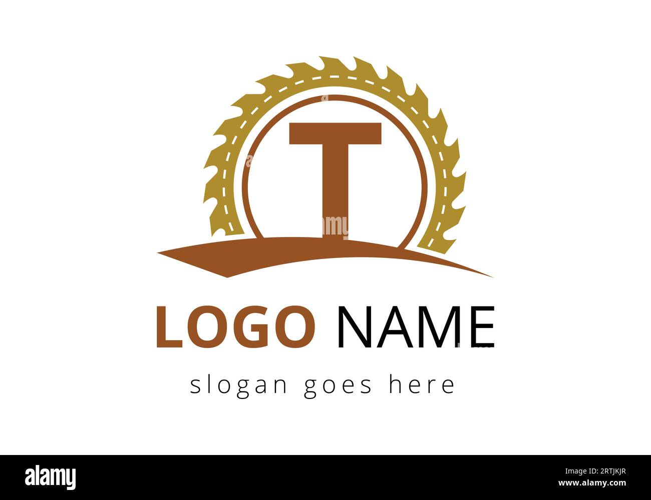 Modèle de vecteur de conception de logo de lettre T Carpenter. logo de boiseries. Emblème de police Illustration de Vecteur