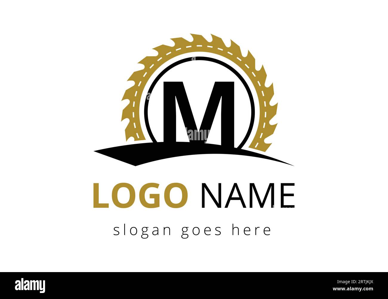 Modèle de vecteur de conception de logo de lettre M Carpenter. logo de boiseries. Emblème de police Illustration de Vecteur