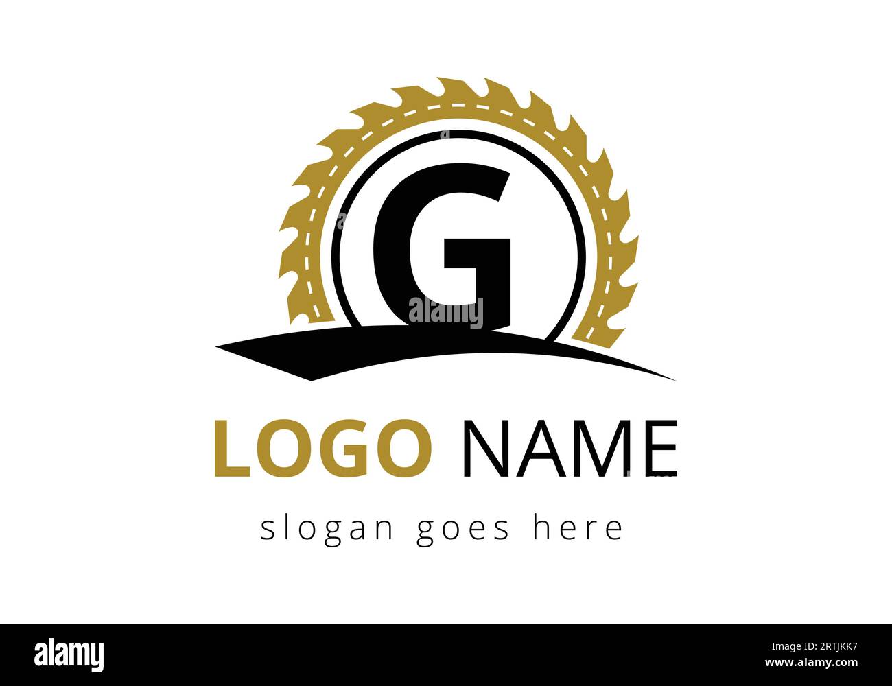 Modèle de vecteur de conception de logo de Carpenter de lettre G. logo de boiseries. Emblème de police Illustration de Vecteur