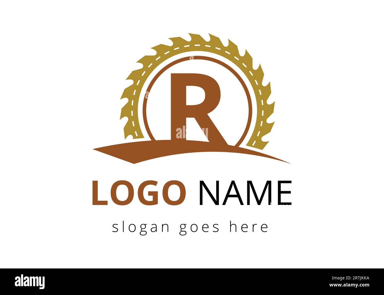Modèle de vecteur de conception de logo de Carpenter de lettre R. logo de boiseries. Emblème de police Illustration de Vecteur