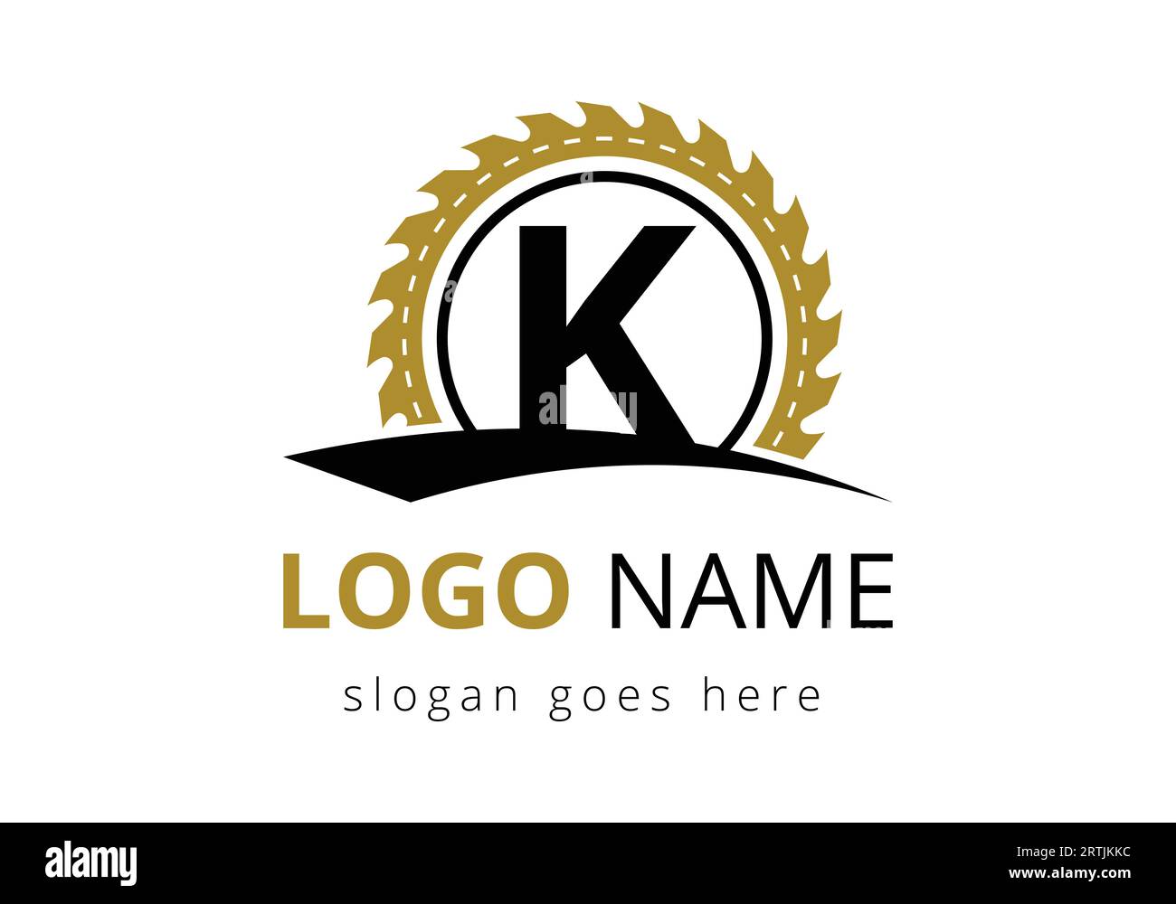 Modèle de vecteur de conception de logo de Carpenter de lettre K. logo de boiseries. Emblème de police Illustration de Vecteur