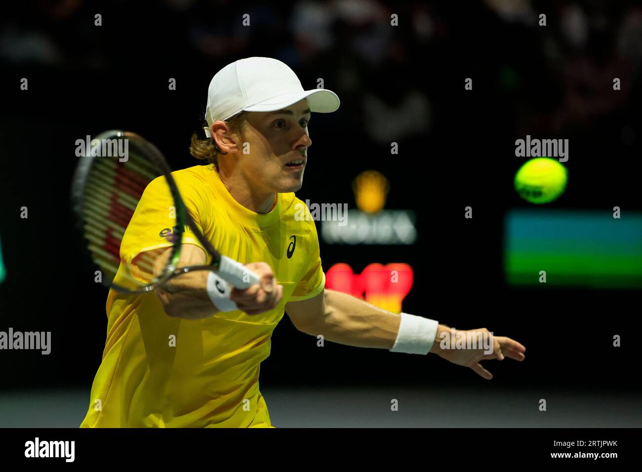 Alex de Minaur (AUS) en action lors du match de coupe Davis Grande-Bretagne vs Australie à Manchester AO Arena, Manchester, Royaume-Uni, le 13 septembre 2023 (photo de Conor Molloy/News Images) Banque D'Images