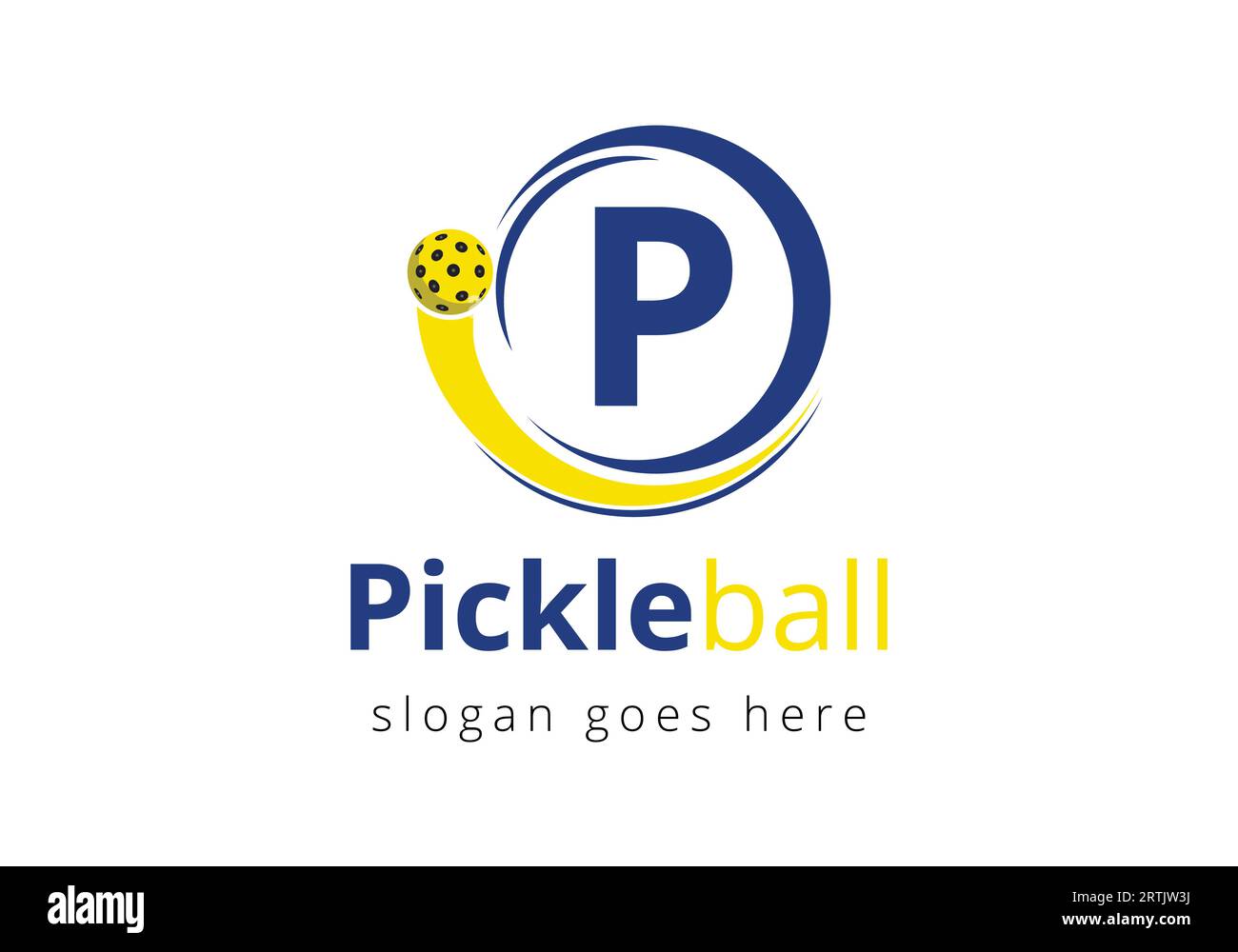 Lettre P initiale avec concept de logo Pickleball avec symbole Pickleball mobile Illustration de Vecteur