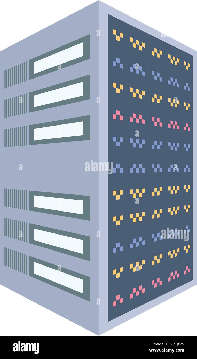 Centre de données icône stockage cloud cloud computing ordinateur serveur. Système de base de données de la salle des serveurs racks de serveurs protection des données concept de sécurité Internet. Ho Illustration de Vecteur