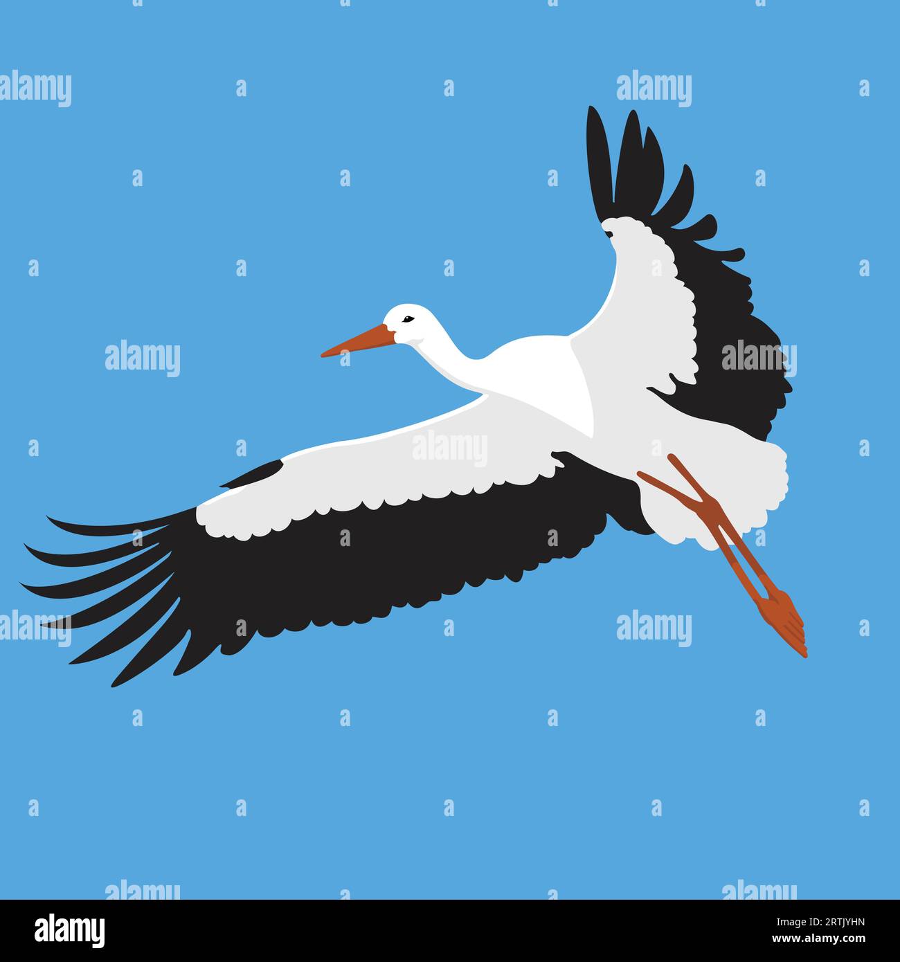 White Stork en vol Illustration de Vecteur