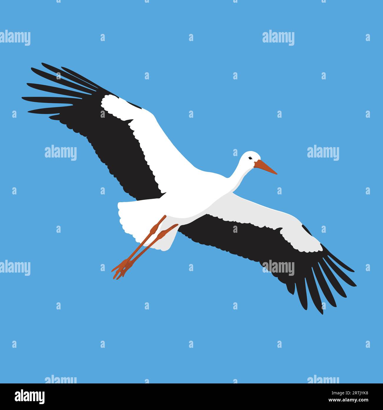 White Stork en vol Illustration de Vecteur