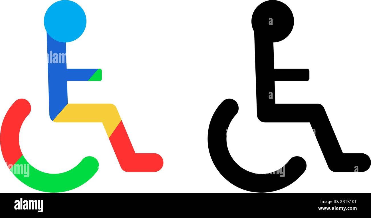 icône handicapés en fauteuil roulant. Symbole de la Journée mondiale du handicap, Journée mondiale de sensibilisation à l'autisme. Icône d'homme handicapé, un homme en fauteuil roulant. Malade handicapé A. Illustration de Vecteur