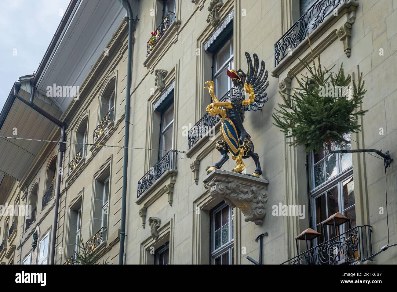 Sculpture Griffin à la façade de la Guilde des Weavers - Berne, Suisse Banque D'Images