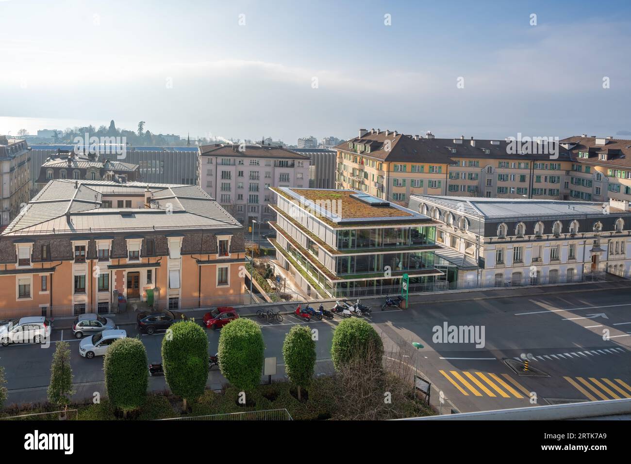 Vue aérienne de la rue chemin de Mornex - Lausanne, Suisse Banque D'Images