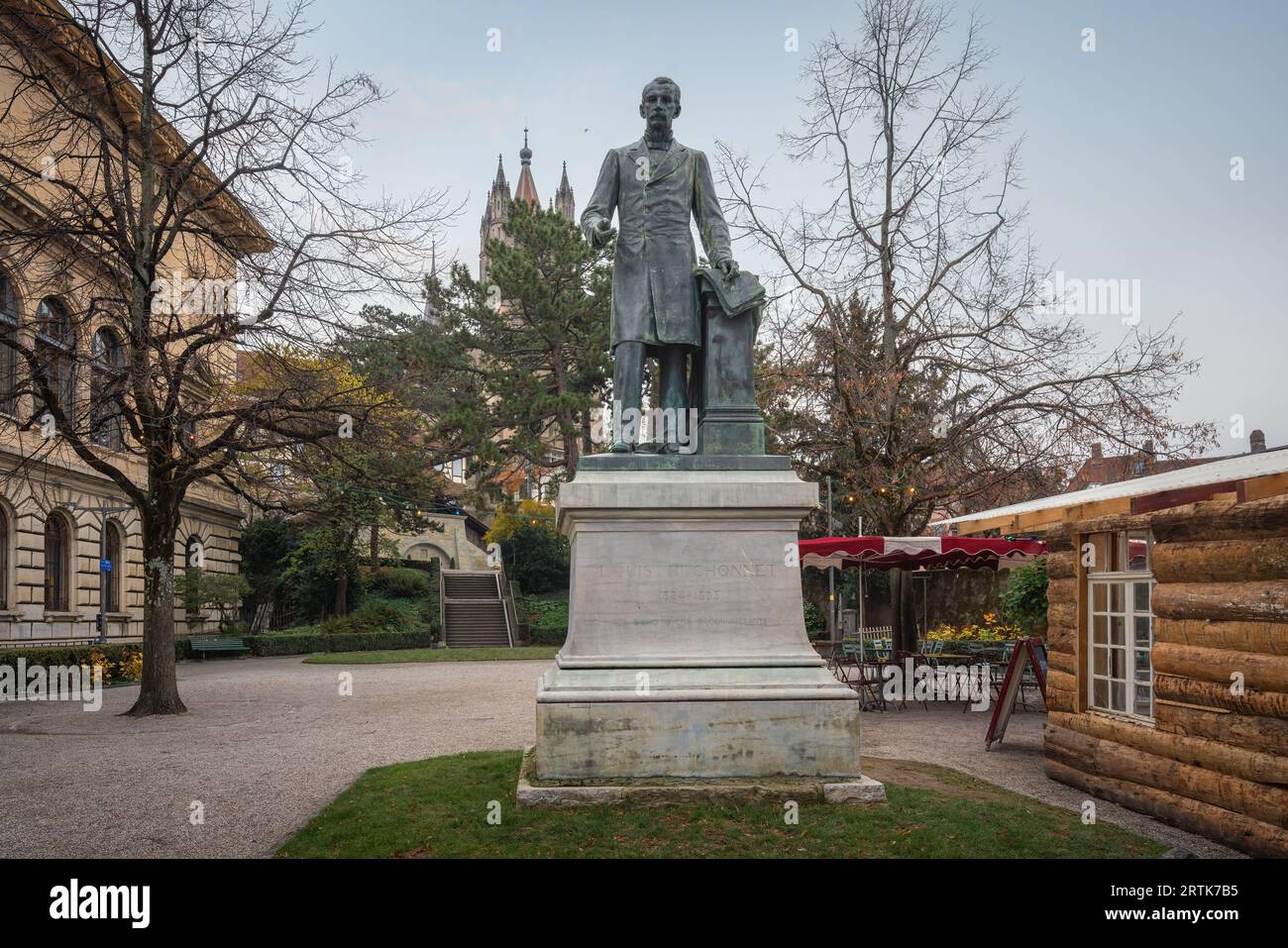 Statue Louis Ruchonnet par Alfred Lanz - Lausanne, Suisse Banque D'Images