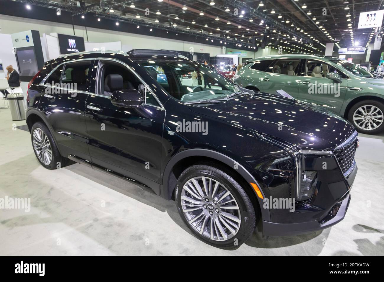 Detroit, Michigan, États-Unis. 13 septembre 2023. Le vus de luxe XT4 de Cadillac exposé au salon international de l'auto de l'Amérique du Nord. Crédit : Jim West/Alamy Live News Banque D'Images
