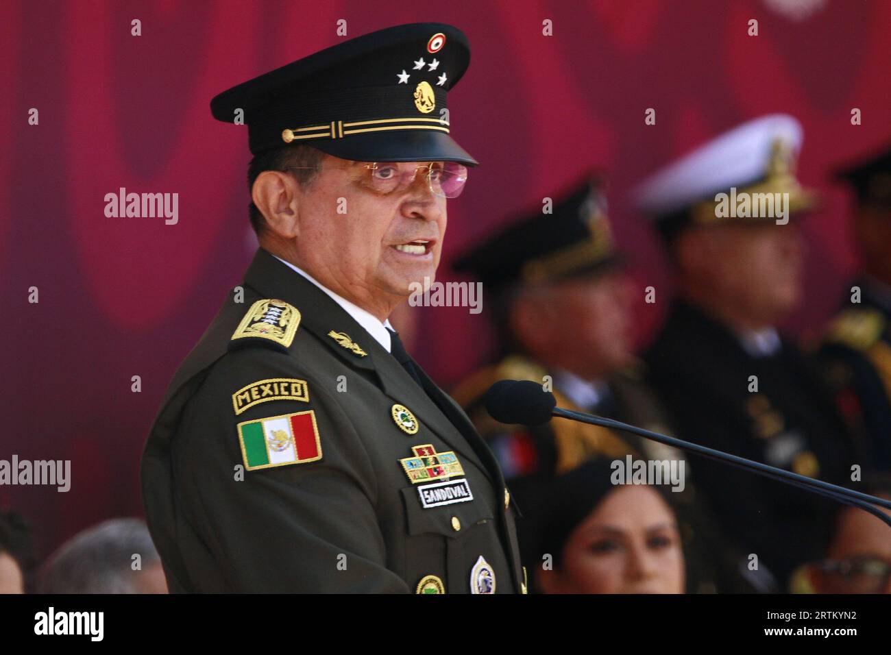 Non exclusif : 13 septembre 2023 à Mexico, Mexique : Luis Cresencio Sandoval, secrétaire de la Défense nationale mexicaine lors du 176e anniversaire Banque D'Images