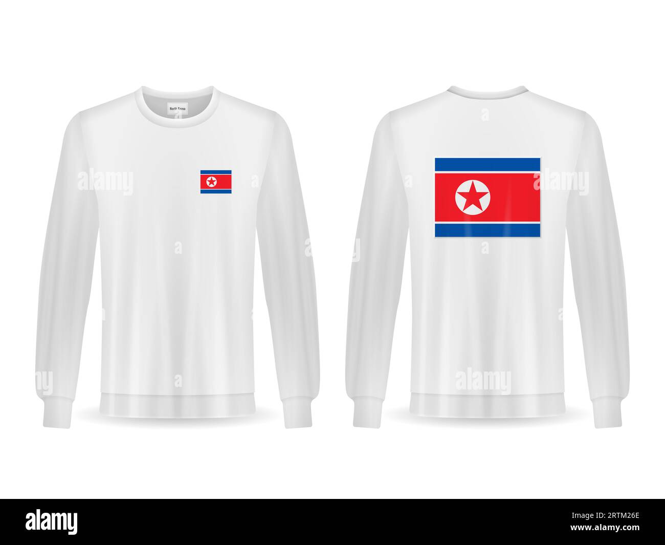 Sweatshirt avec drapeau de la Corée du Nord sur fond blanc. Illustration vectorielle. Banque D'Images