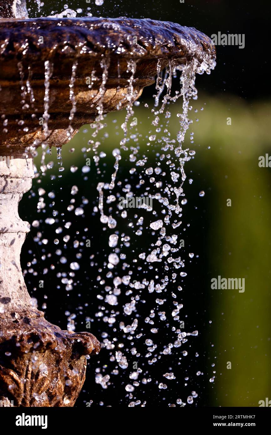 Jardin de la maison décoré avec fontaine vintage. Bourgogne. France. Banque D'Images