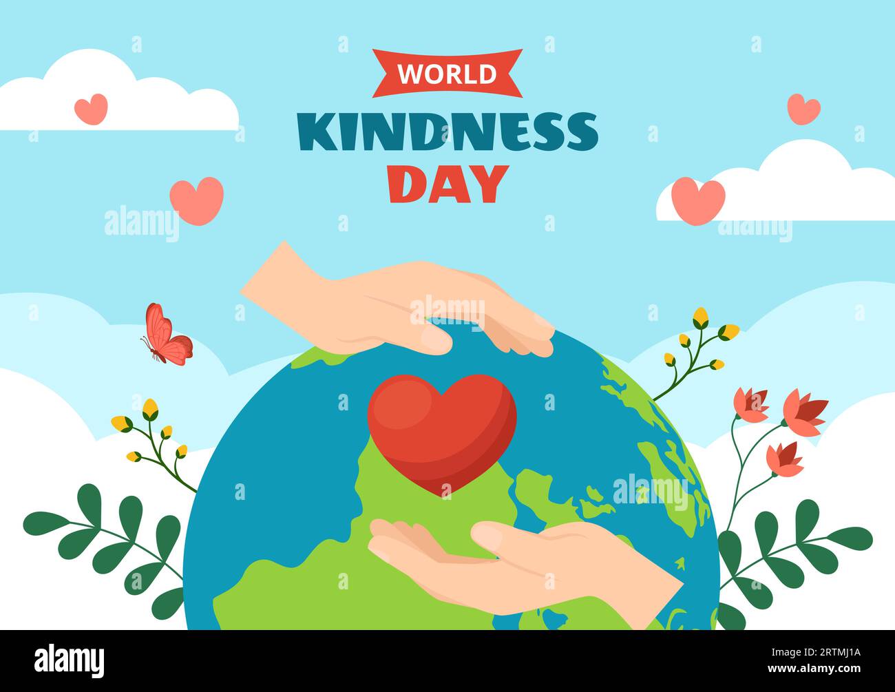 World Kindness Day Label Flat Cartoon Hand Drawn Templates Illustration de fond Illustration de Vecteur