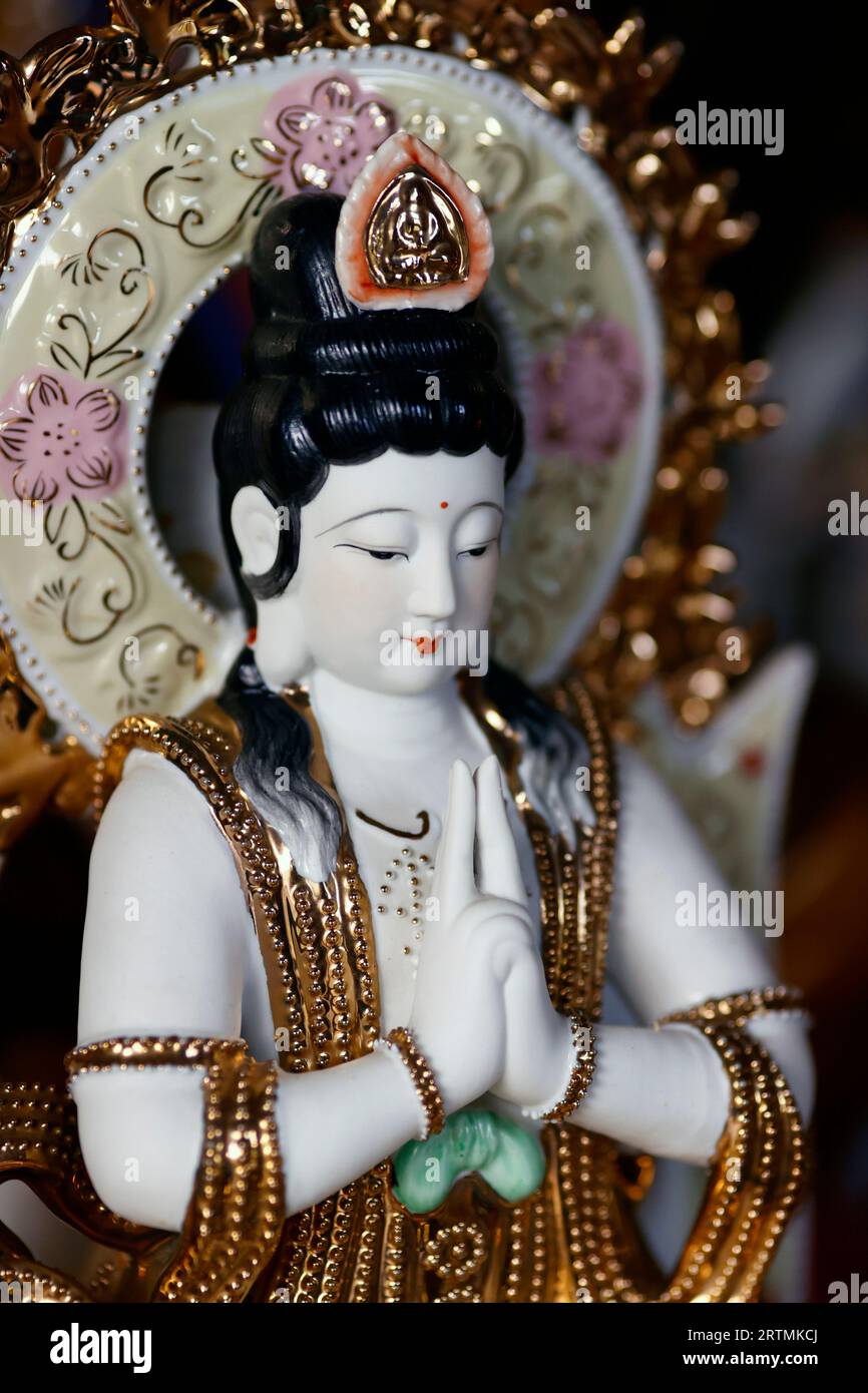Tu un temple bouddhiste. Bodhisattva Avalokiteshvara. Statue de Guanyin (Quan Am). La déesse de la miséricorde et de la compassion Banque D'Images Tu un temple bouddhiste. Bodhisattva Avalokiteshvara. Statue de Guanyin (Quan Am). La déesse de la miséricorde et de la compassion Banque D'Images
