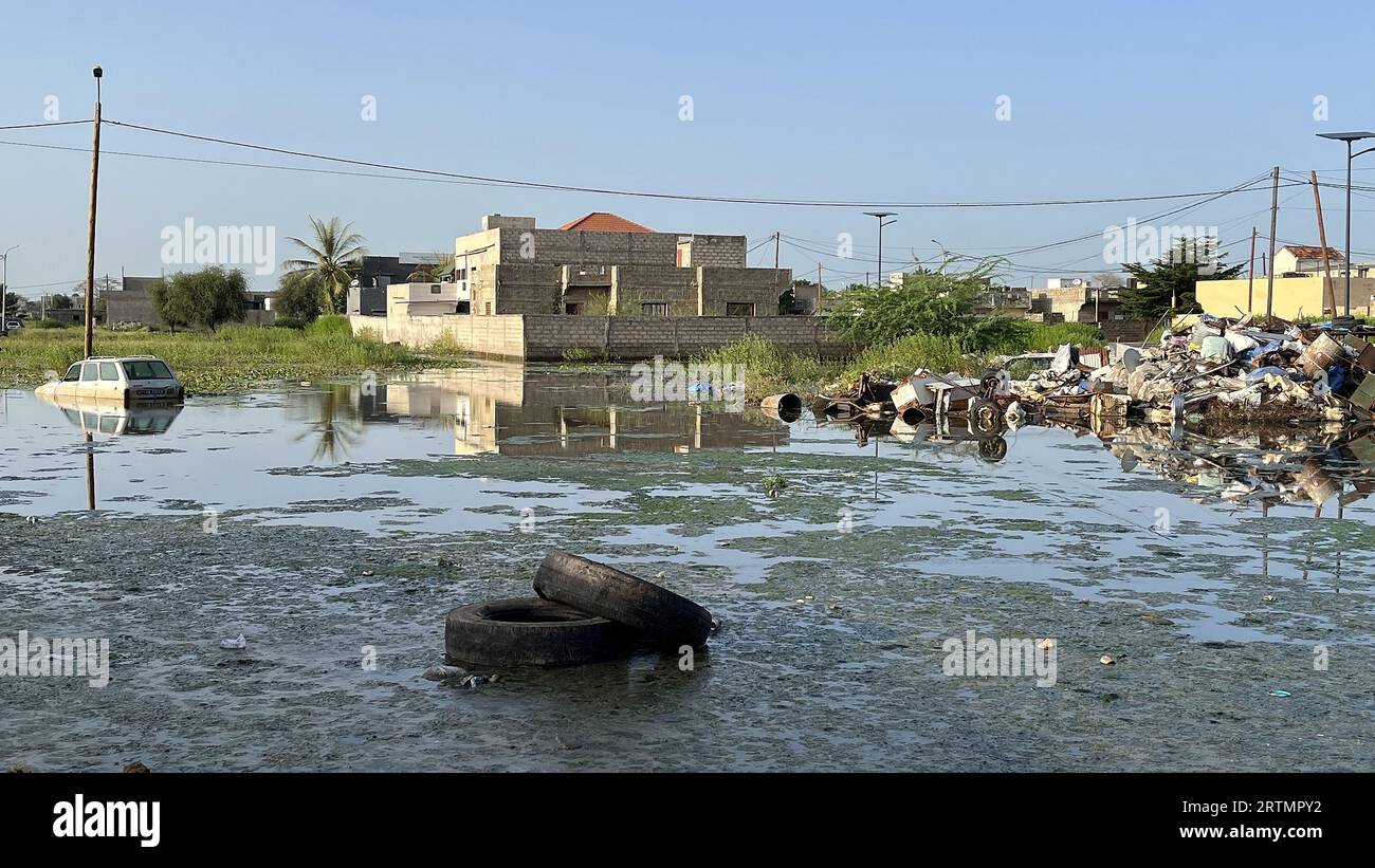 Zone gorgée d'eau à Fatick, Sénégal Banque D'Images