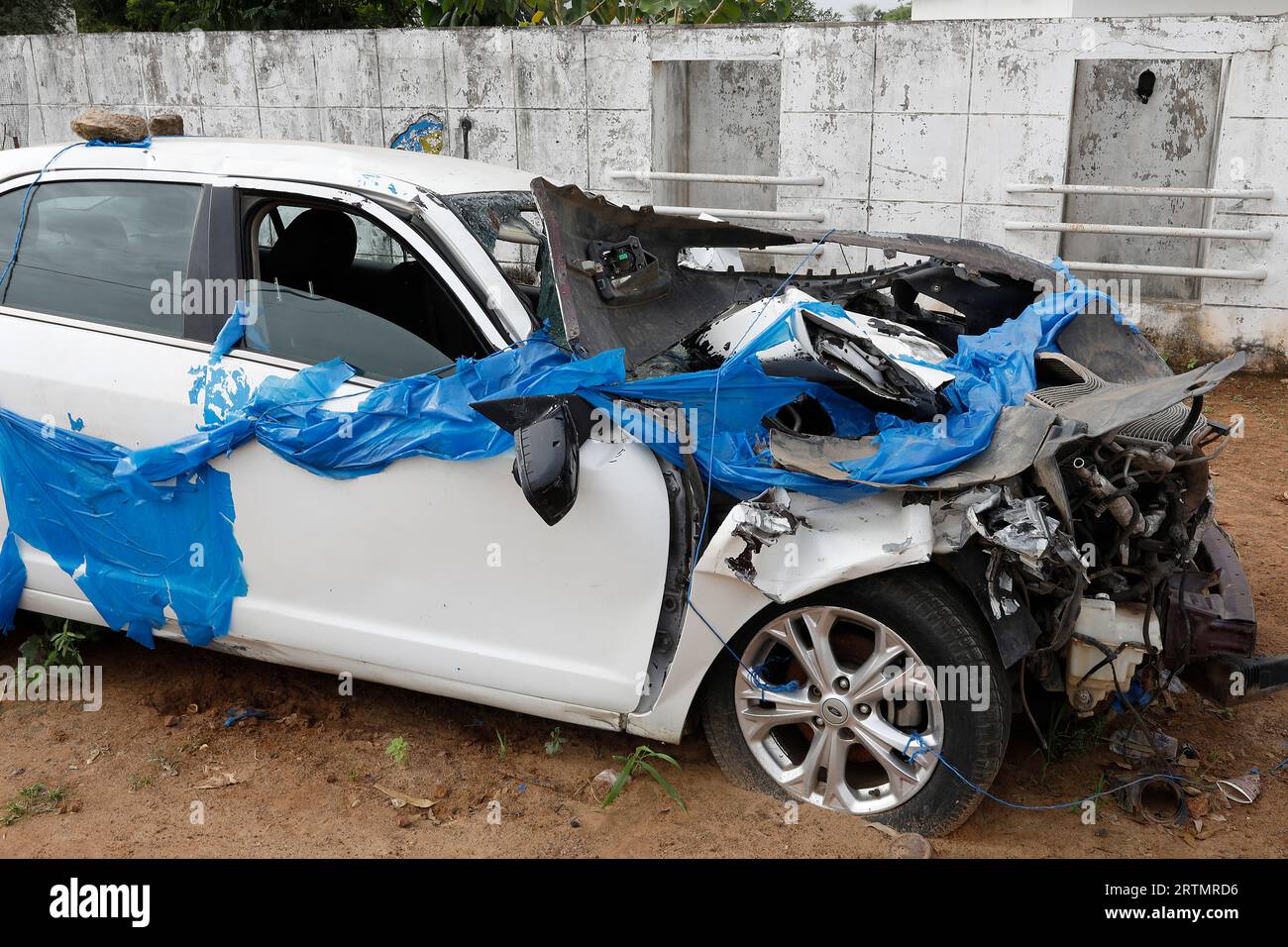 Accident de voiture à Fatick, Sénégal Banque D'Images