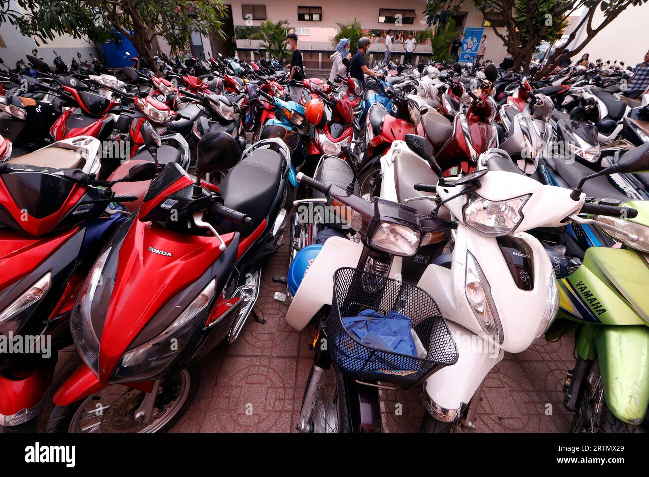 Parking pour motos et scooters. Ho Chi Minh ville. Vietnam. Banque D'Images