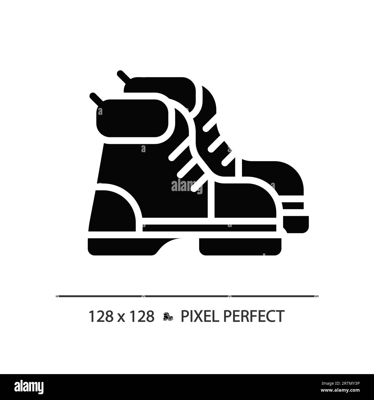 Chaussure de randonnée 2D simple style glyphe icône noire Illustration de Vecteur