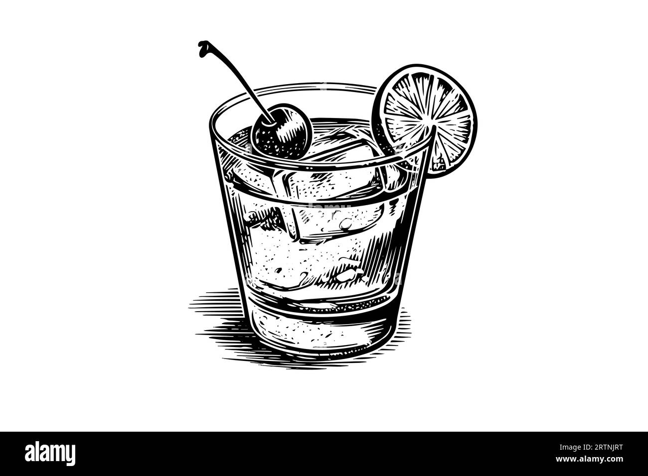Illustration vectorielle de boisson isolée gravée à l'ancienne cocktail de mode. Composition de croquis en noir et blanc. Illustration de Vecteur