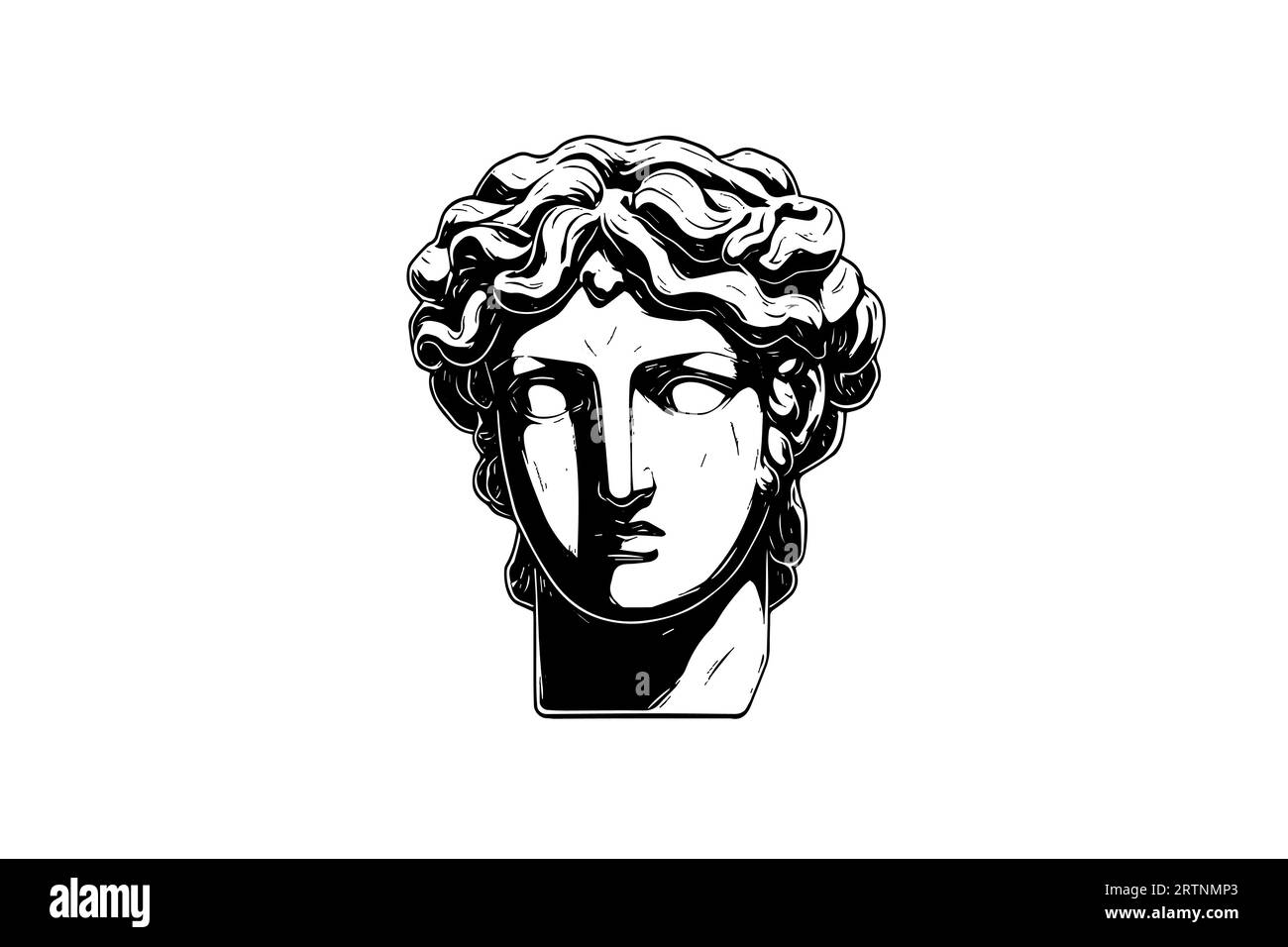 Tête de statue antique de sculpture grecque esquisse gravure style illustration vectorielle. Illustration de Vecteur