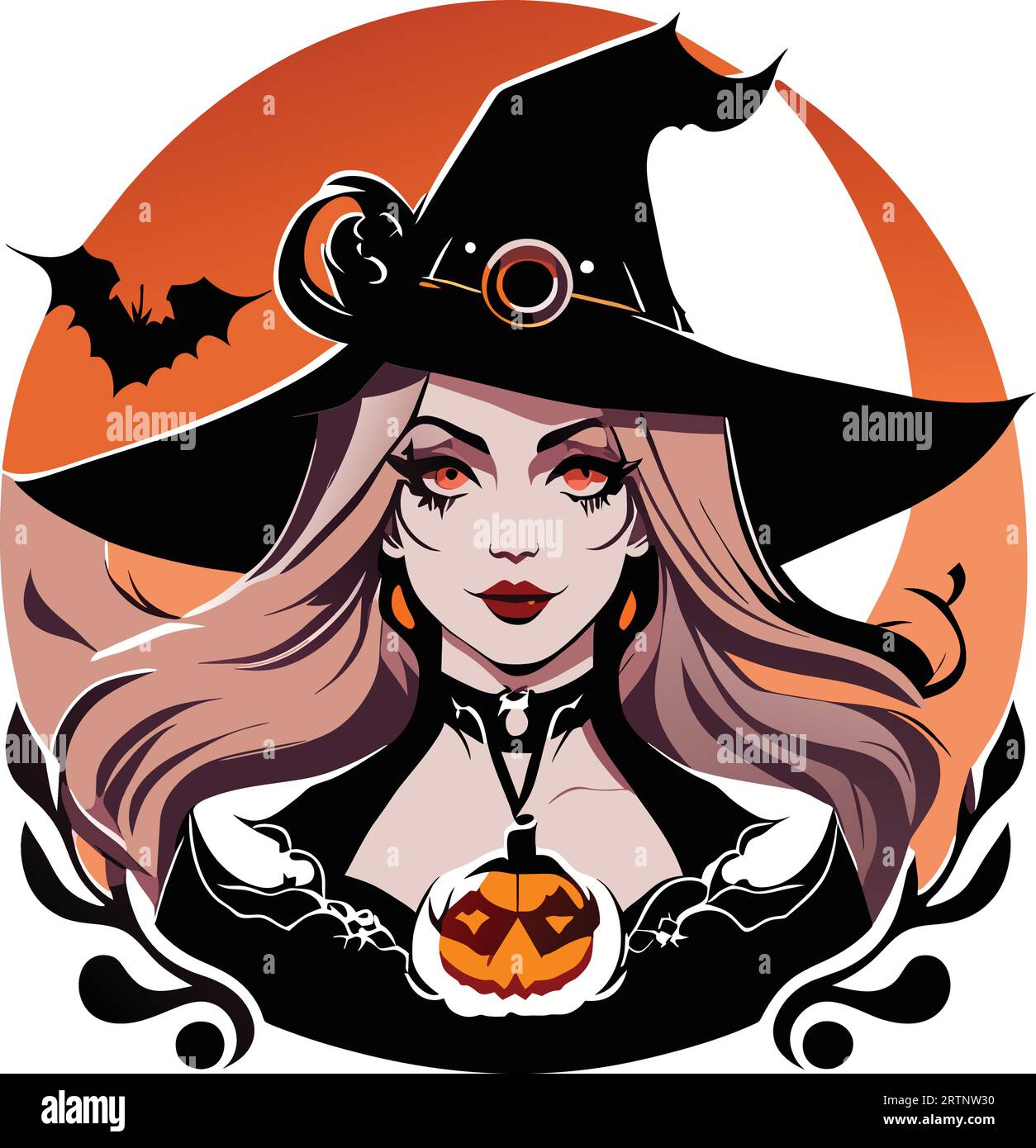 Capturez la magie d'Halloween avec ce vecteur de sorcière captivant. Parfait pour les motifs effrayants Illustration de Vecteur