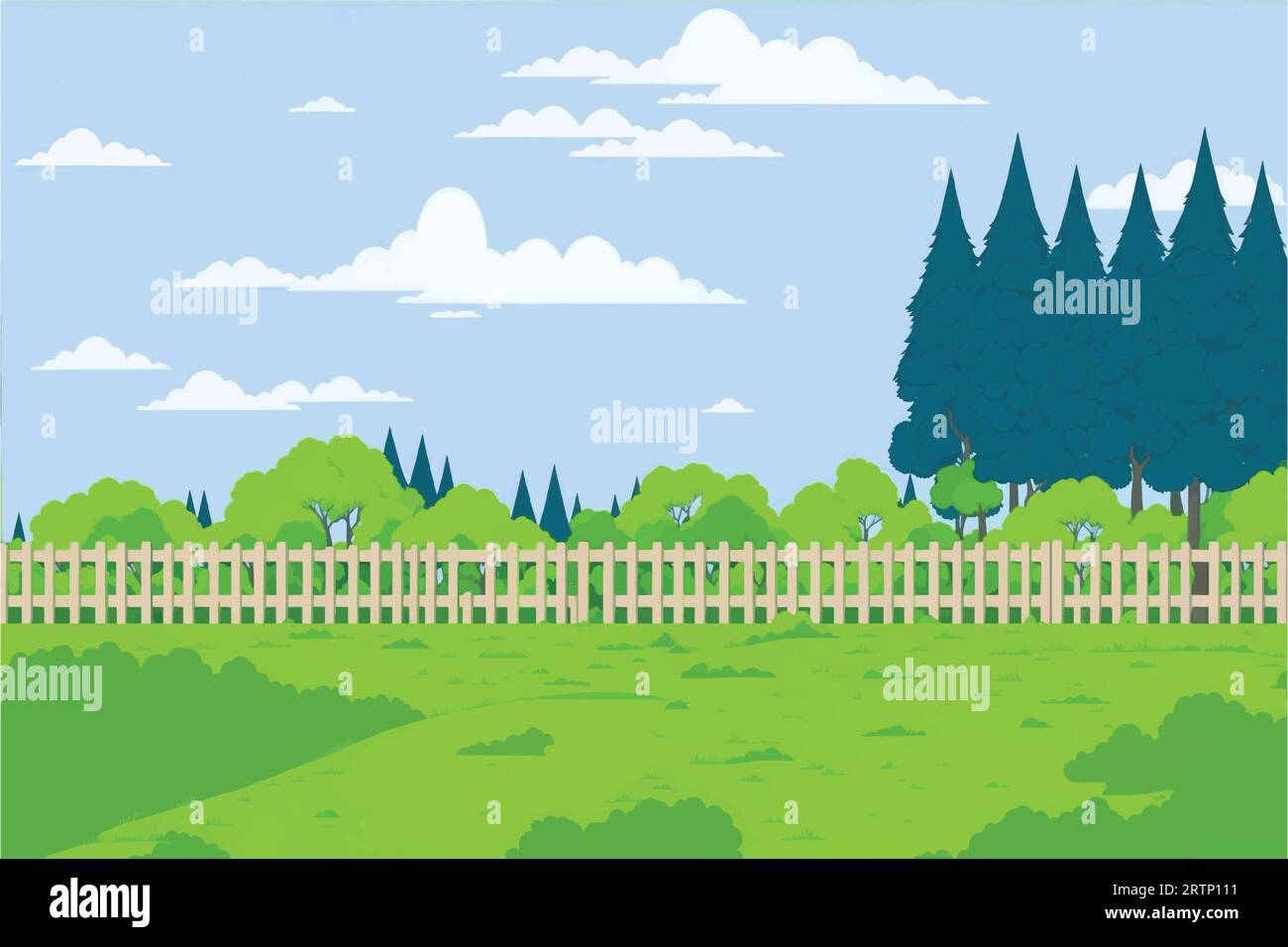 Paysage de parc naturel vierge à la journée avec beaucoup de nuages dans le ciel Illustration de Vecteur