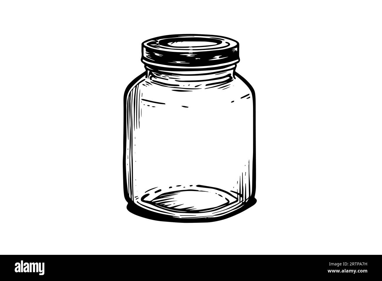 Croquis à l'encre des pots en verre vides. Illustration de gravure noire vintage Vector. Illustration de Vecteur