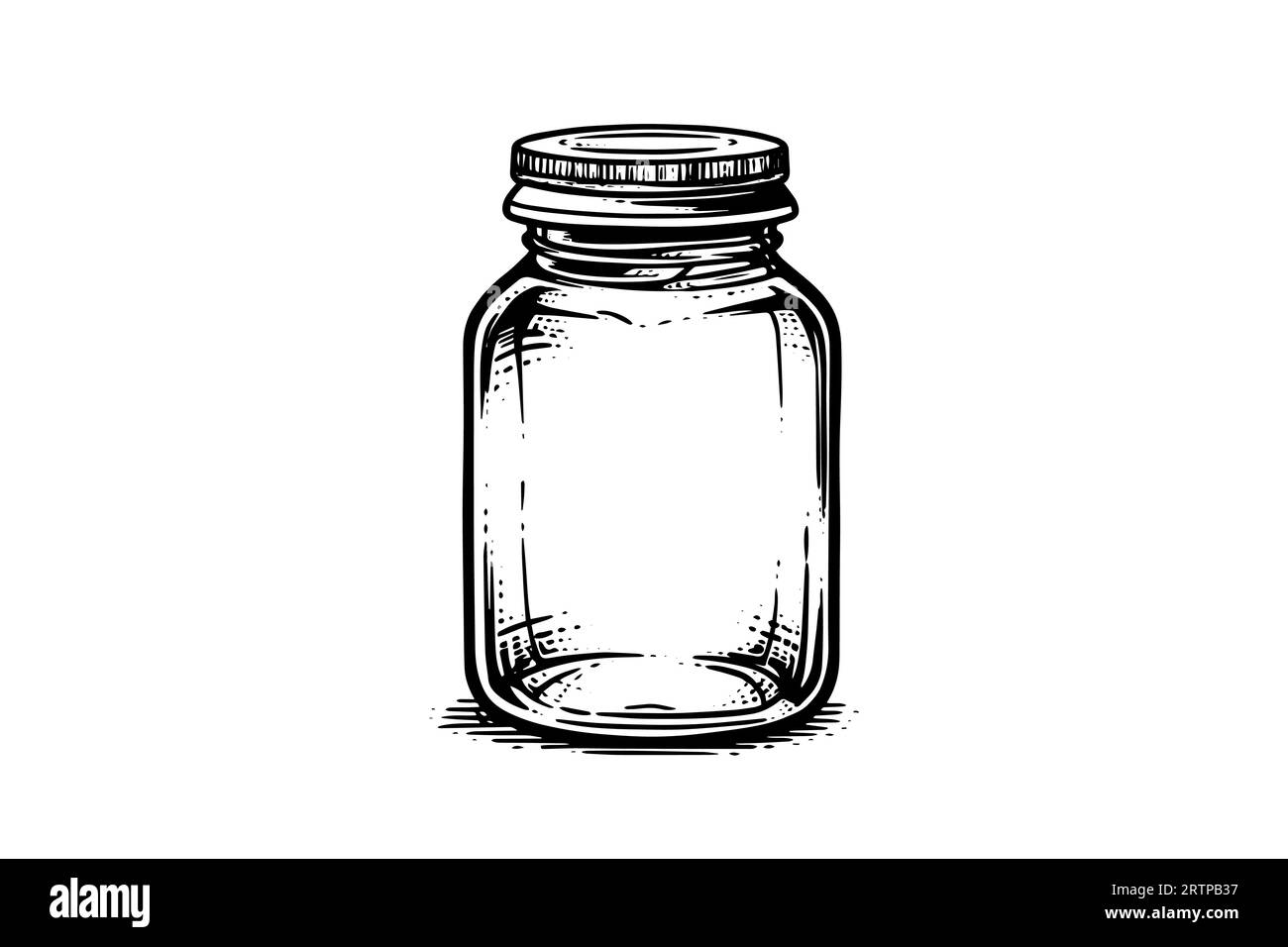 Croquis à l'encre des pots en verre vides. Illustration de gravure noire vintage Vector. Illustration de Vecteur