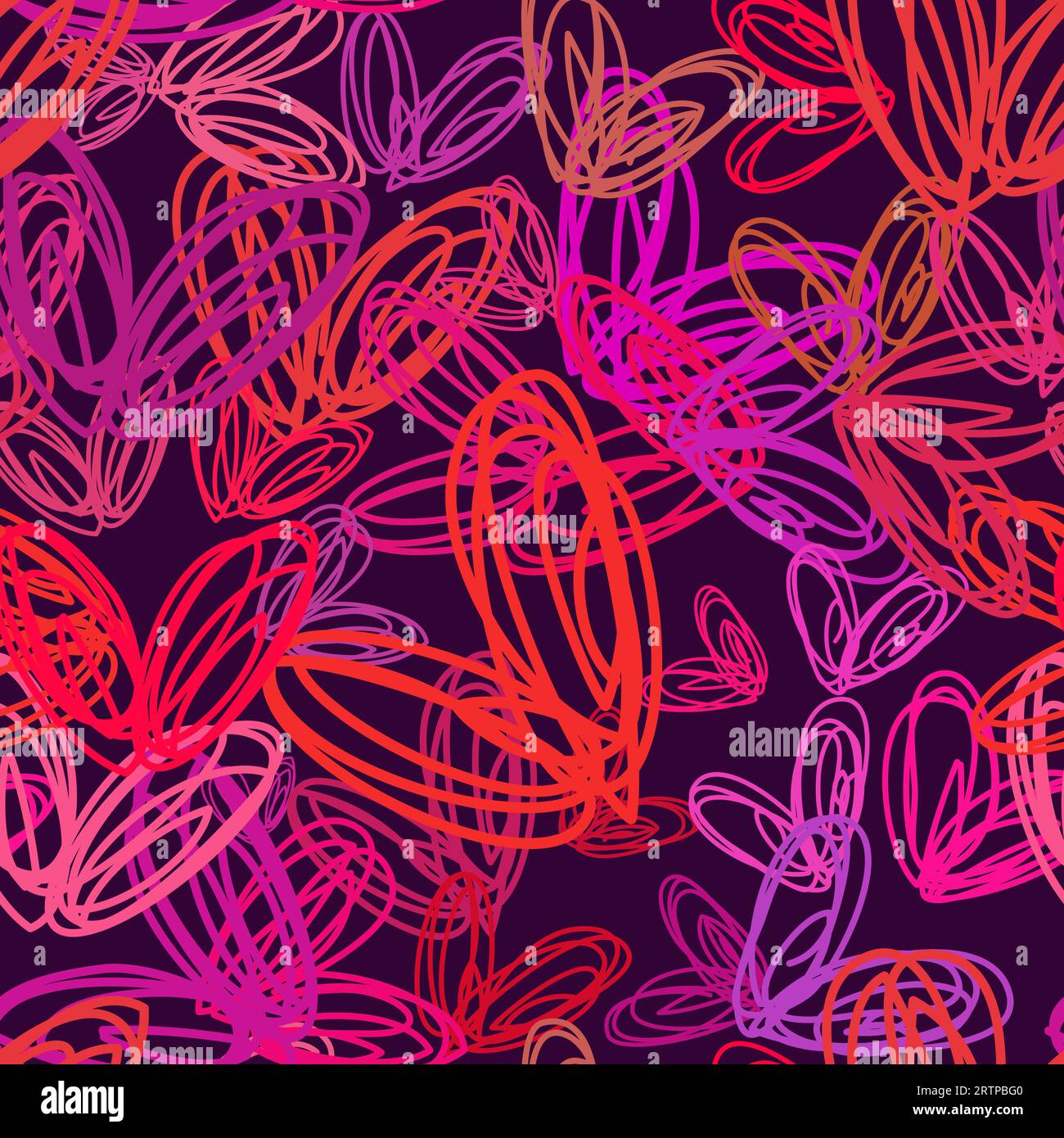 Fond vectoriel abstrait sans couture dessinés à la main casual Scribble coeurs Illustration de Vecteur