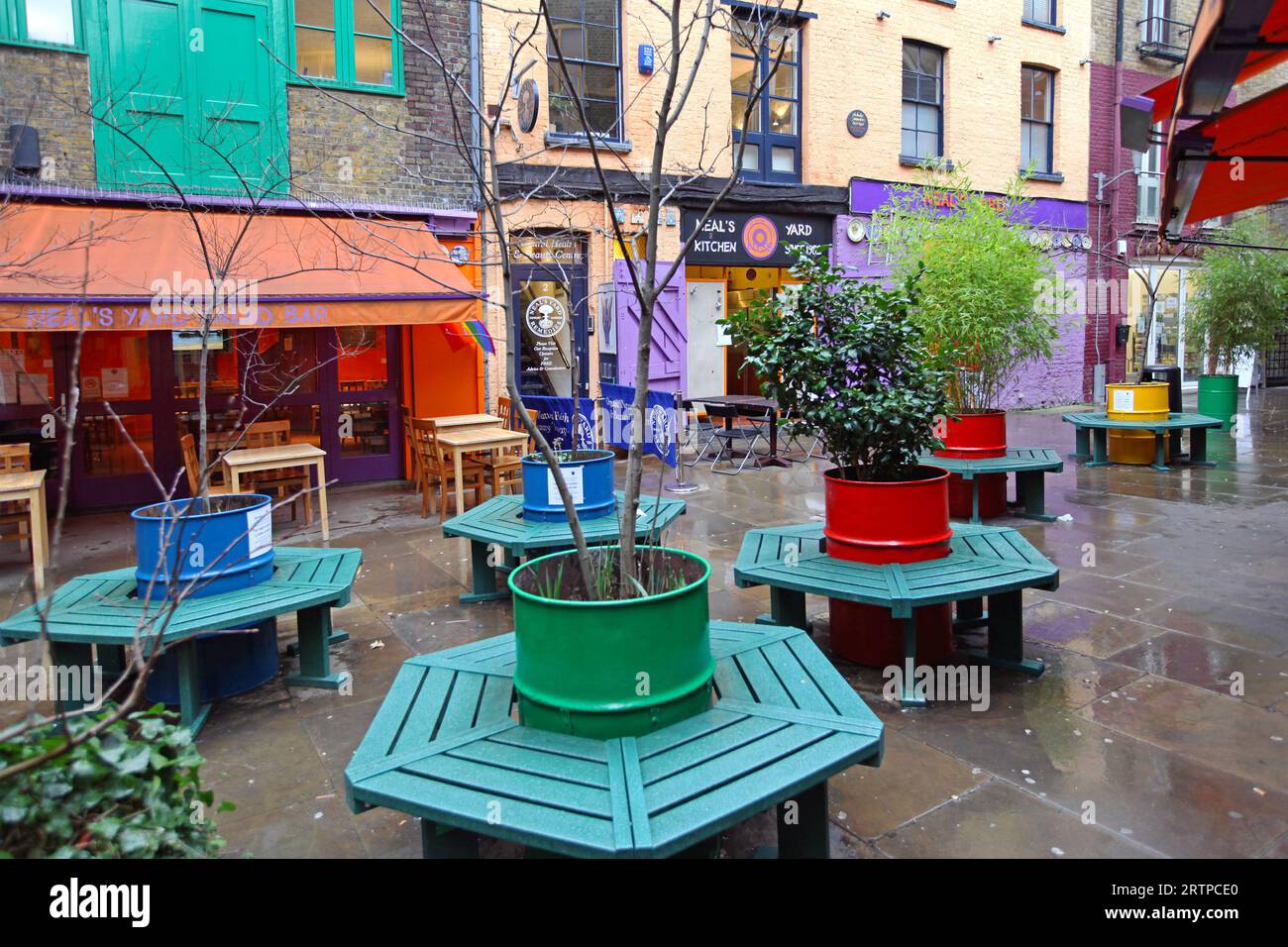 Londres, Royaume-Uni - 28 janvier 2013 : Neals Yard Hidden Garden Alley près de Covent Garden dans Capital City Winter Day. Banque D'Images