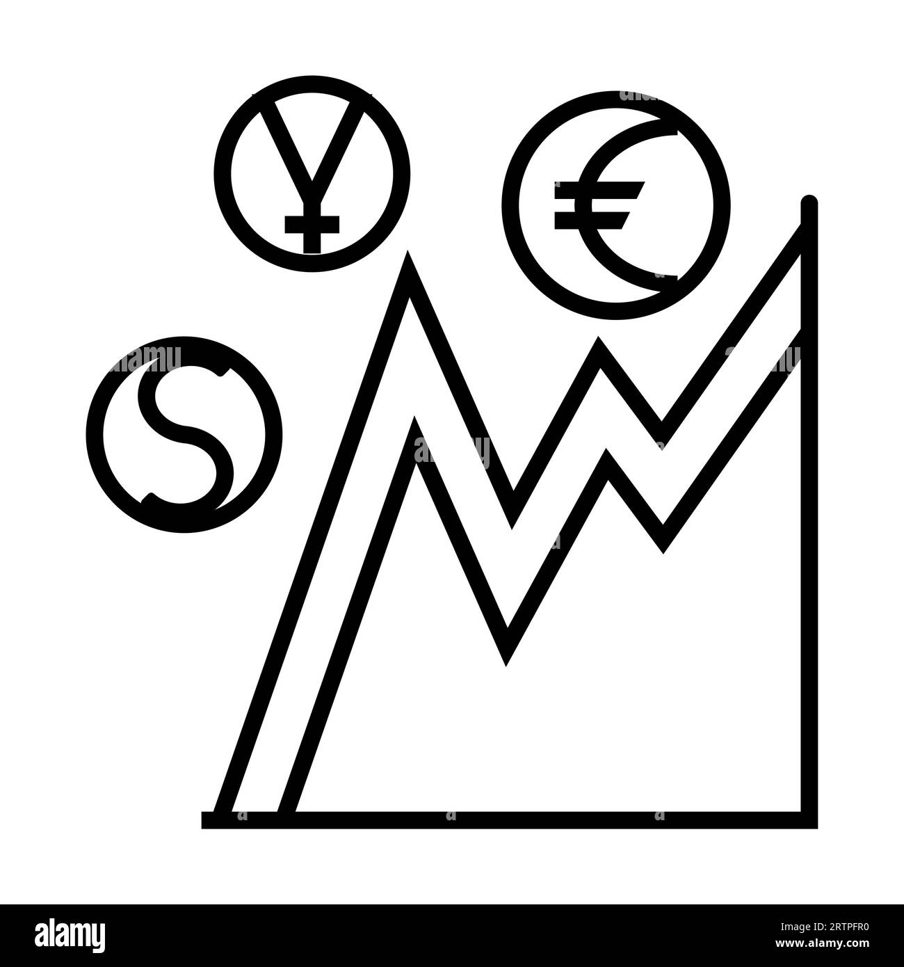 Contour simple du graphique avec icône de vecteur de taux de change de devise Illustration de Vecteur