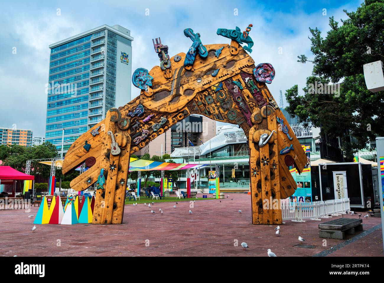 The Waharoa Gate, Aotea Square, Auckland, Île du Nord, Nouvelle-Zélande Banque D'Images