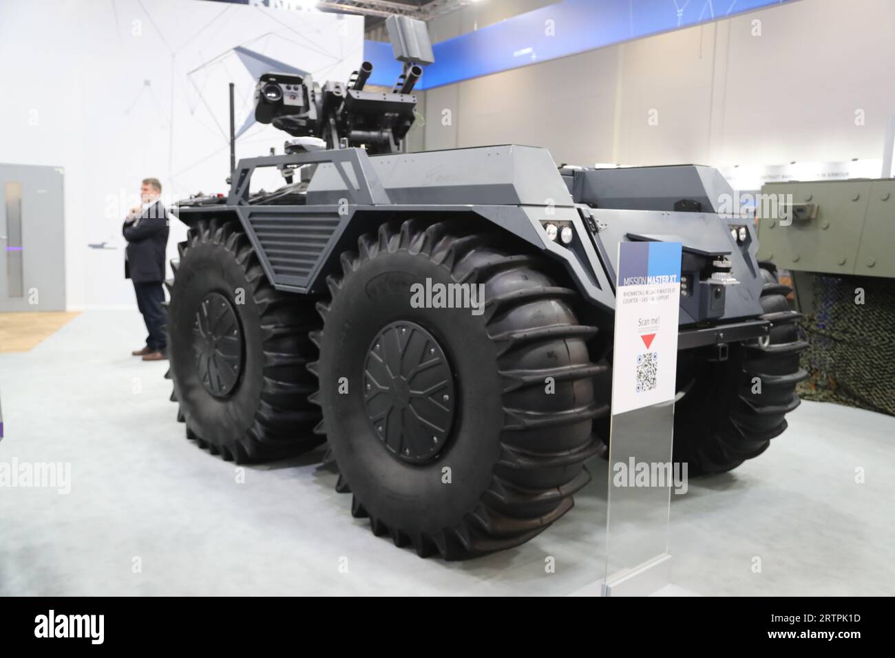 Londres, Royaume-Uni. 14 septembre 2023. Des fabricants d’armes du monde entier présentent leurs produits au DSEI Londres 2023, en mettant l’accent sur la défense aérienne et les véhicules autonomes. Crédit : Uwe Deffner/Alamy Live News Banque D'Images