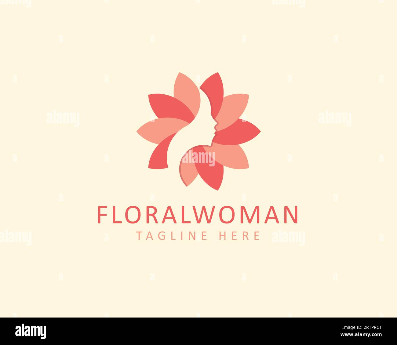 Modèle de vecteur de conception de logo de femme de fleur. Design abstrait de logo de salon de beauté. Icône du logo floral Women Illustration de Vecteur