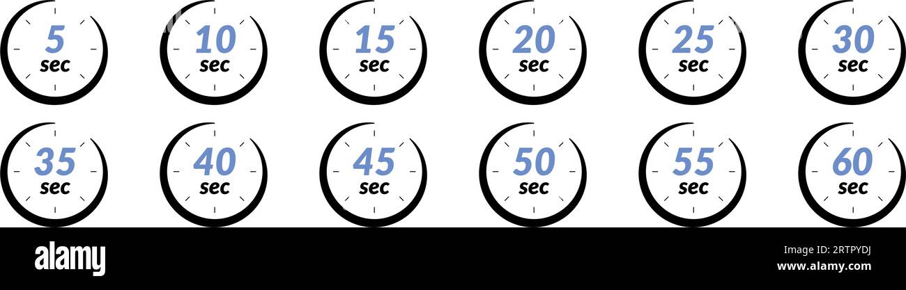 Icône de chronomètre numérique intervalles de 30 et 60 secondes, compte à rebours électronique pour les minutes et les secondes.cadran de cercle graphique pour la lecture, la gestion du temps Illustration de Vecteur