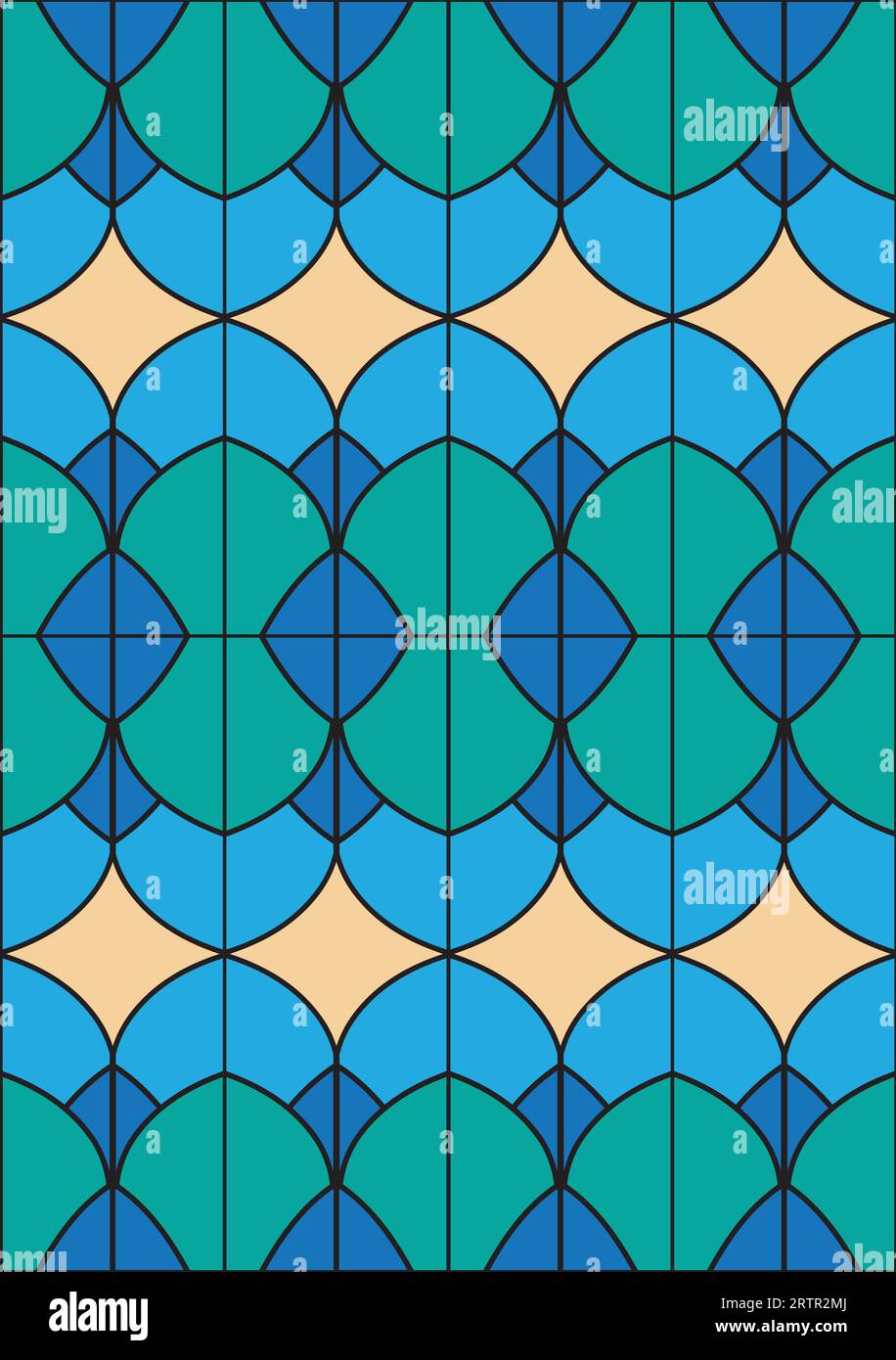 Écaille de poisson et motif de diamant, vert, bleu et jaune Illustration de Vecteur