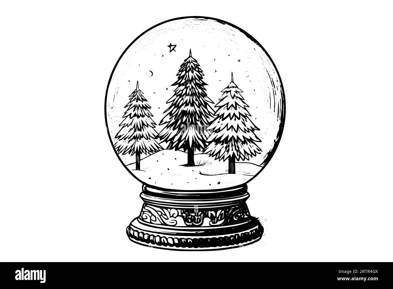 Cadeau et neige Banque d'images noir et blanc - Alamy