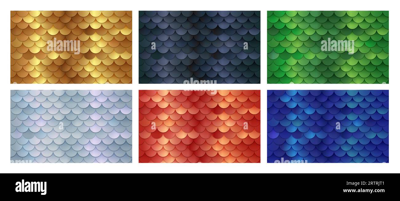 Jeu de vecteurs de motif d'écailles de poisson Illustration de Vecteur