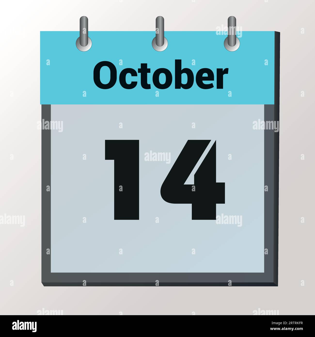 Page de calendrier vectoriel avec date octobre 14, couleurs claires Illustration de Vecteur