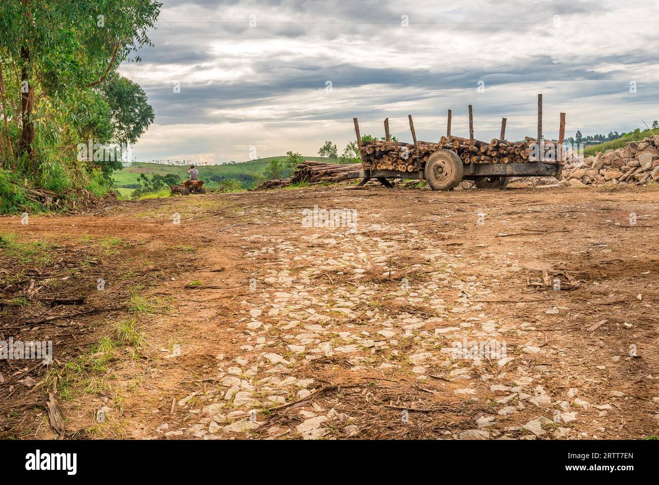 Minas Gerais, Brésil, 27 décembre 2015 : Homme dans la nature profitant d'une balade en quad hors route dans la campagne Banque D'Images