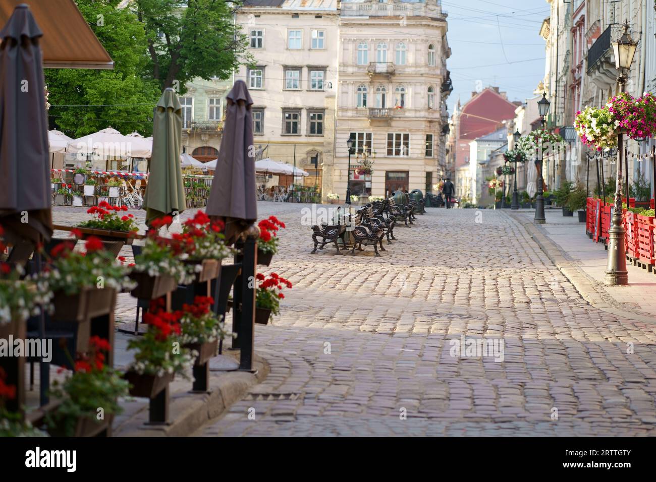 Tôt le matin à Lviv. Lviv, Ukraine mai 2021 Banque D'Images