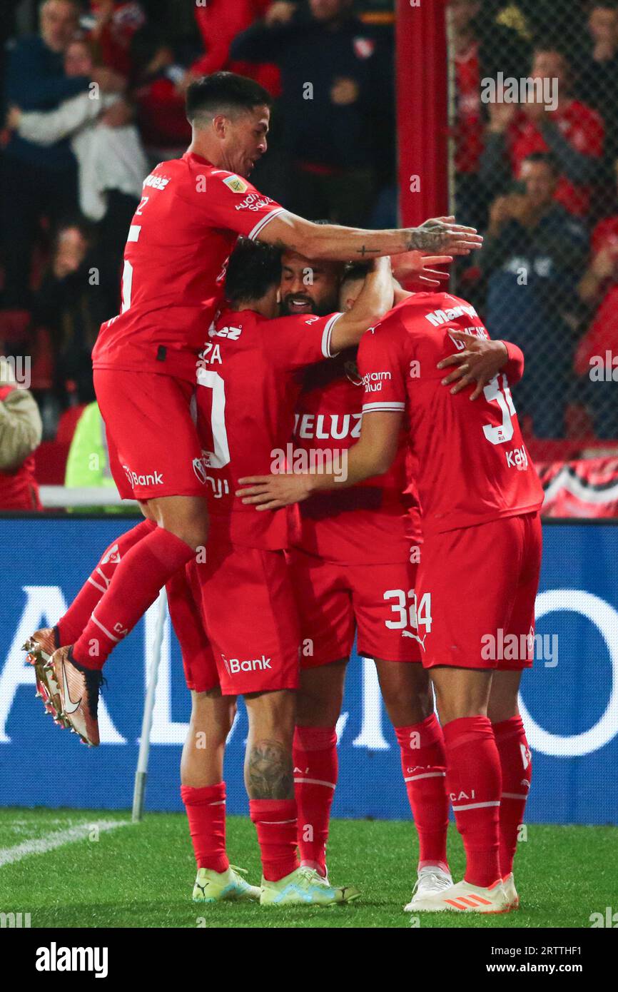 Buenos Aires, Argentine. 15 septembre 2023. Alexis Canelo de l’Independiente célèbre son but lors du match pour la 4e manche de la coupe Argentine Liga Profesional de Fútbol Binance au stade Ricardo Bochini ( crédit : Néstor J. Beremblum/Alamy Live News Banque D'Images